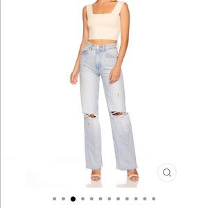 Zara full length wide leg ripped jeans, size 29.